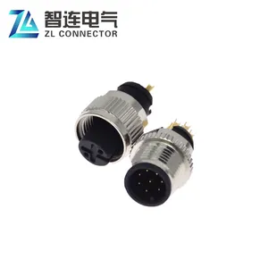 M12 circular female head male head line end M12 connector 2 3 4 5 6 8 12pin