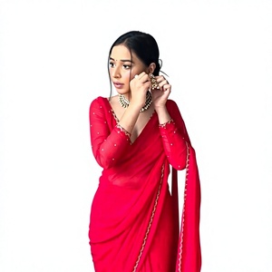 Sari de Georgette de Diseño Premium, Última Moda, para Fiestas, Sin Costuras, de Alta Calidad, Diseño Étnico Moderno, Bordado a Mano, Corte Decorativo, Fatema - Product Image 1