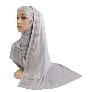 Turbante de Algodón de Alta Calidad, Color Sólido, <span class=keywords><strong>Pañuelo</strong></span> Islámico Árabe Musulmán, <span class=keywords><strong>Pañuelo</strong></span> Instantáneo con Brillo de Diamantes, Turbante de Jersey - Product Image 6