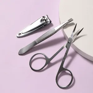 LMLTOP Set de 3 coupe-ongles en acier inoxydable pour salon de beauté Set de soins ciseaux à sourcils SY551
