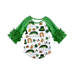 Vestido de Niña con Volantes de Seda de Leche, Estampado del Día de San Patricio, Vestido Infantil OEM ODM, Ropa Infantil Personalizada - Product Image 4