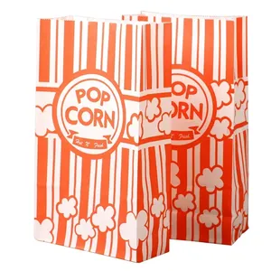 Custom Personalized Logo Print Wholesale Food Grade Kraft Snack Packaging White Popcorn Package Pop Corn Paper Bags