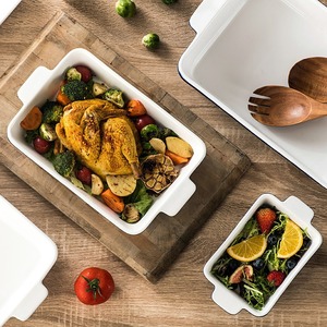 Gốm Ba-Mảnh Dài Vuông Hai Tai Nướng Pan Lò Lò Vi Sóng Lò Tương Thích Cho Bánh Cross-Biên Giới Xuất Khẩu Châu Âu Mỹ - Product Image 3