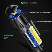 Lampe torche tactique mini LED COB rechargeable super puissante portable EDC promotionnelle, porte-clés, autodéfense