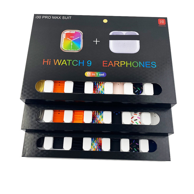 Factory Direct Sales I30 Pro Max Square Silicone Suit Smart for Watch 7+4 Set Huaqiangbei S9 Ultra