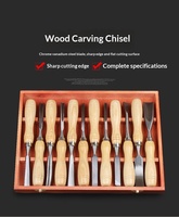 Ensemble de 12 ciseaux de sculpture sur bois de qualité industrielle, manche en frêne domestique, tige en acier au chrome-vanadium, pour travaux complexes