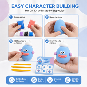 Kit de Pâte à Modeler à Séchage à l'Air Personnalisé OEM en Gros, 6 Couleurs, Guide de Fabrication, Boîte de Présentation à Marque Privée, Vente Directe Usine - Product Image 5