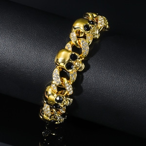 Creative Design Personalized Trendy Punk Style Geometric Skull Head Decoration Chain Bracelet Cool <b>Mens</b> Bracelet Fashion Jewelry - Product Image 2