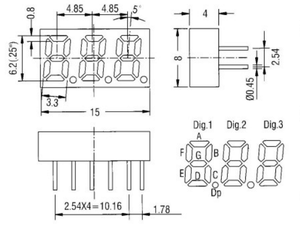 0,25 дюймов 3-значный семисегментный светодиодный дисплей HOUKEM-2531-A/BSG - Product Image 6