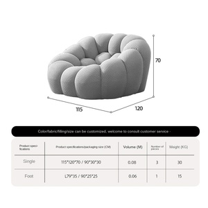 Sofá Compacto para Sala de Estar, Sofá de Compresión Termoformado, Sofá Individual Rochester Bubble, Sillón Puff Tipo Calabaza - Product Image 3