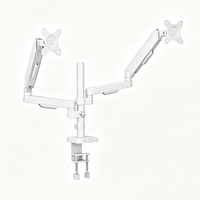 Neuer Langer Doppelmonitor-Arm aus Legierungsstahl mit Gasfeder, 17-34 Zoll, Klemm- und Ösenmontage, Gebogen, Kompatibel mit Maximalhöhe 670mm, Kabel