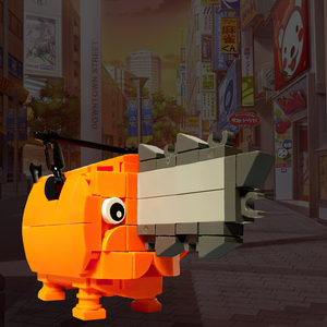 Goldmoc pochita ใน <span class=keywords><strong>Chainsaw</strong></span> ชุดตัวต่อมนุษย์การ์ตูนอะนิเมะของเล่นแบบเต็ม gobrick Moc เข้ากันได้กับของเล่น - Product Image 2
