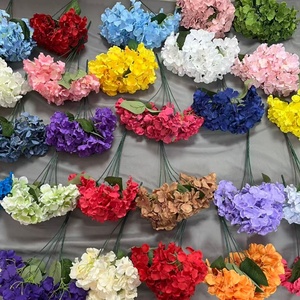 YOPIN-8033 Bouquet di Ortensie Artificiali Colorate in Seta, 5 Fiori con Foglie per Casa e San Valentino - Product Image 1