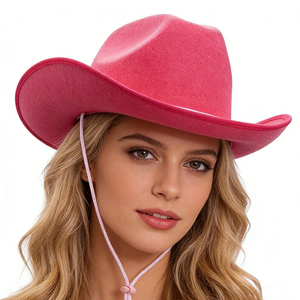 Chapeau de cowgirl en feutre <span class=keywords><strong>rose</strong></span> vif clouté style western MH-0035 pour <span class=keywords><strong>femme</strong></span>, chapeau de cowboy <span class=keywords><strong>rose</strong></span> - Product Image 1