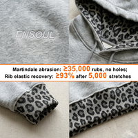 Individuelles Logo Crop-Top Oversize-Hoodie für Herren Schwergewichtiger 450GSM Baumwollfleece Doppellagiges Leopardenmuster-Futter Streetwear Pullover