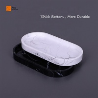 Petit plateau ovale en résine effet marbre blanc, multifonctionnel, pour rangement de salle de bain, parfums, bagues et articles de toilette