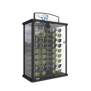 Factory Custom logo Wooden Stand Black Counter <strong>Top</strong> 18 Pairs Lens Storage Optical Display for Sunglasses Shop - Product Image 1