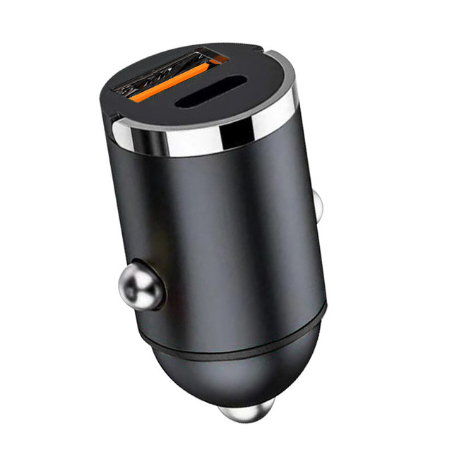 12V 24V Pull Ring Metal Mini Car Charger PD 30W Fast Charging QC3.0 Type C Dual Port Cigarette Lighter Socket Adapter for Car