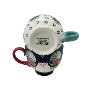 Tasse en céramique de style classique chinois, peinte à la main, motif carpes koi porte-bonheur, 16 oz, pour petit-déjeuner, café et thé au lait - Product Image 6