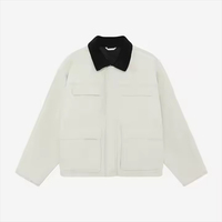 Veste de travail en toile de coton sergé personnalisée avec logo OEM, col en velours côtelé, qualité supérieure, pour hommes