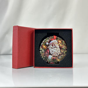 Ornamenti natalizi appesi con ciondolo rotondo in cristallo con stampa UV fai da te in vetro chiaro - Product Image 6