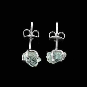 GEMKORA Pendientes de aguamarina azul natural con engaste de garra de piedra en bruto, joyería de regalo para mujer - Product Image 3