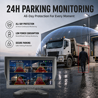 Écran tactile IPS 10,1 pouces, système de surveillance AHD AI à 4 canaux avec détection d'angle mort BSD, alarme vocale et caméra de recul 360°