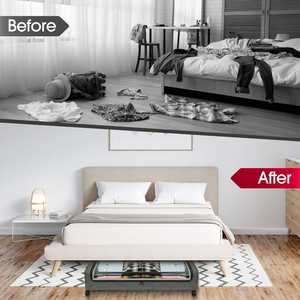 Shoe Organizer Rolling Metal Drawer Clothes Under Bed <b>Storage</b> With Wheels - Product Image 3