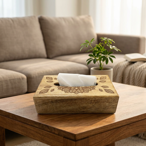 Boîte à mouchoirs en bois naturel faite à la main, porte-mouchoirs en bois massif, distributeur de serviettes rustique, décoration pour table à manger, maison, bureau - Product Image 2