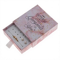 Boîte à bijoux coulissante en carton avec logo personnalisé, motif marbre, pour bagues, boucles d'oreilles, cadeaux, faveurs de mariage