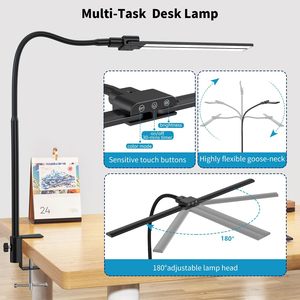 <strong>LED</strong> Desk <strong>Lamp</strong> with Clamp,Architect Desk Lights for Home Office,Eye-Caring Desktop Office <strong>Lamp</strong> 4-Brightness 4-Color Table <strong>Lamp</strong> - Product Image 3