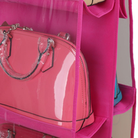 Sac de rangement suspendu en tissu transparent écologique, robuste et pliable, avec six boucles, pour sacs à main, design élégant
