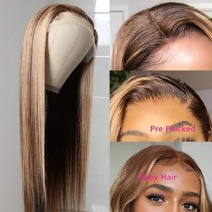 Uniky-Perruque <span class=keywords><strong>Lace</strong></span> Closure Wig transparente HD, cheveux humains, 30 pouces, ombre, <span class=keywords><strong>13x4x1</strong></span> - Product Image 5