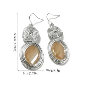 HANSIDON <strong>Handmade</strong> Aluminum Alloy Wire Crystal Dangle <strong>Earrings</strong> for Women Statement Drop <strong>Earrings</strong> Unique Design Jewelry - Product Image 6