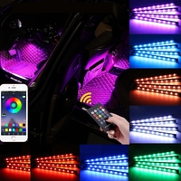 Lumières d'ambiance LED RGB pour voiture, 48 LED, bande lumineuse intérieure avec USB/allume-cigare, barre de décoration, télécommande
