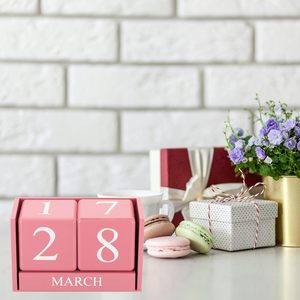 <span class=keywords><strong>Vintage</strong></span> Chic rustik blok Perpetual takvim lazer tekniği ahşap masaüstü küpleri ev ofis masası dekorasyon kutusu - Product Image 6
