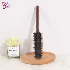 Custom Logo Round Roller Hair Brush Styling Comb Roller Hair Barrel Comb Nylon Bristle Detangling Hair Brush