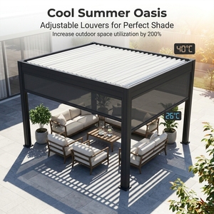 Lussuoso Moderno Ecologico Durevole Impermeabile Motorizzato in Alluminio Verniciato a Polvere Personalizzabile Autoportante da <span class=keywords><strong>Giardino</strong></span> - Product Image 3