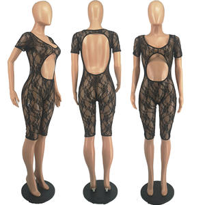 S-2Xl toptan seksi oyma dantel Bodycon tulum kadınlar See Through Mesh kulübü tulum tek parça tulum iç çamaşırı kadın seksi - Product Image 4