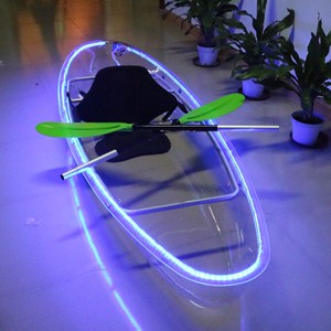 Kayak transparent en cristal WOLANG, canoë à fond transparent en PC avec lumières LED pour les excursions touristiques en station, 2 personnes, 3m - Product Image 2