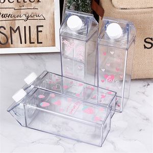 500/1000Ml Transparent Milk Water Bottle Drinkware <b>Shaker</b> Sports Square Milk Water Juice Coffee Bottle Trip Drinking Water <b>Cup</b> - Product Image 2