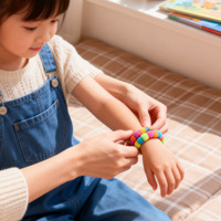 Gelang Tangan Elastis Besi Warna-warni Terlaris Lintas Negara, Gelang Bulu Halus, Grosir Pabrik, Mainan Anak-anak