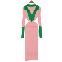 Tricots personnalisés sororité vert imprimé robes de soirée de luxe femmes Maxi élégant robes pull décontracté
