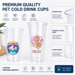 Vasos de Plástico Transparentes Personalizables de 98 mm y 16 oz, PET, Impresión Digital, para Uso Matutino, Desayuno, Cafetería, Ambiente de Fin de Semana, Servicio de Bebidas de Café - Product Image 3