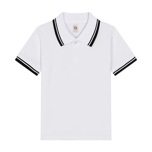 T-shirt blanc pour enfants, polo à manches courtes en pur coton, garçons et filles, col à revers, haut blanc à manches courtes, vêtements polyvalents pour enfants - Product Image 4