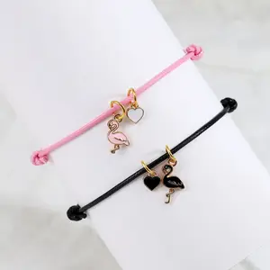 New Korean Style Flamingo Pendant Bracelets for Women Men Charm Magnetic Attraction Couple Bracelet Jewelry Gifts