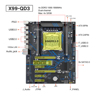 Nouvelle carte mère PANDL X99-QD3 double PCIe3.0 X16, compatible avec les processeurs Intel Xeon E5 V3 V4, 4 emplacements DDR3, SATA3.0, NVMe M.2, carte mère X99