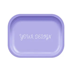 Moq rendah disesuaikan desain tembakau metal rolling tray harga grosir metal custom tray