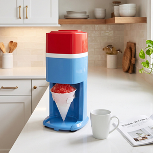 Machine à <span class=keywords><strong>glace</strong></span> pilée compacte 80W, bleu-rouge, lame en acier inoxydable, pour la maison, facile à utiliser - Product Image 6