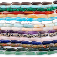 Perles en pierre naturelle agate quartz jaspe labradorite amazonite en forme de goutte d'eau pour la fabrication de bijoux DIY collier